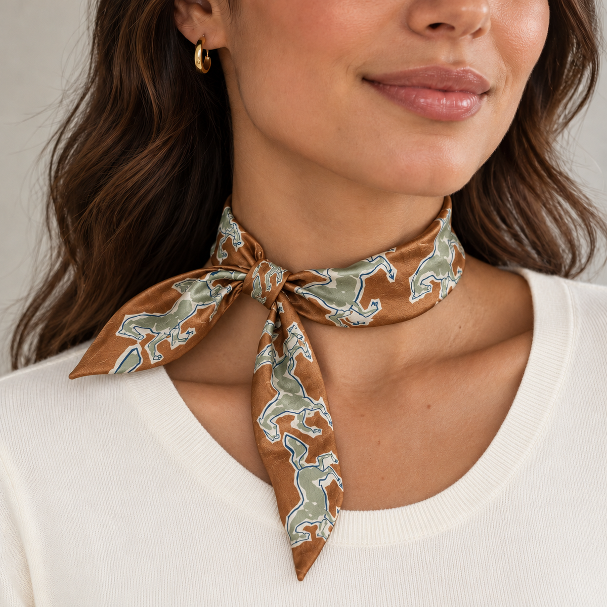 TOULOUSE Horse Design Twilly Scarf, Hair or Handbag Tie - 85 x 5 cm