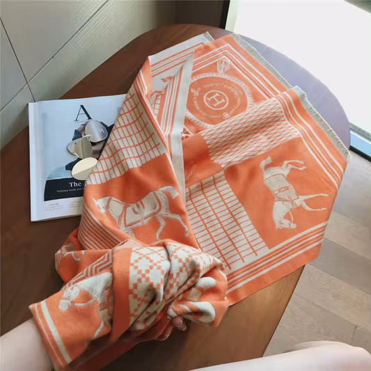 CAMERON Horse design, Cashmere Blend Pashmina/Shawl - 180 x 65 cms