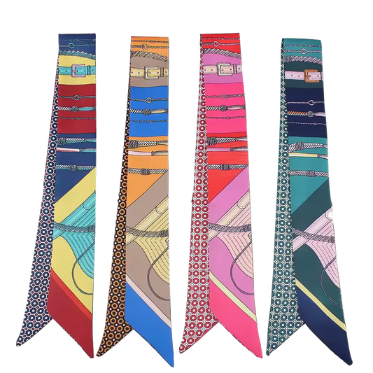 MILAN Horse Design Twilly Scarf, Hair or Handbag Tie - 85 x 5 cms