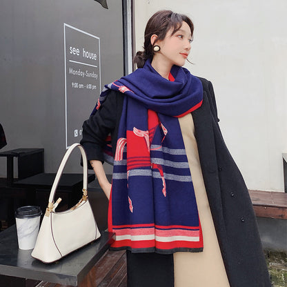 LYNETTE Horse Design, Cashmere Blend, Pashmina/Shawl 180 x 65 cms