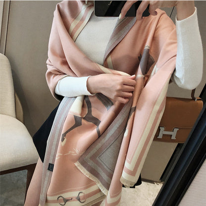 NEELY Horse Design Cashmere Blend Pashmina/Shawl - 180 x 65 cms
