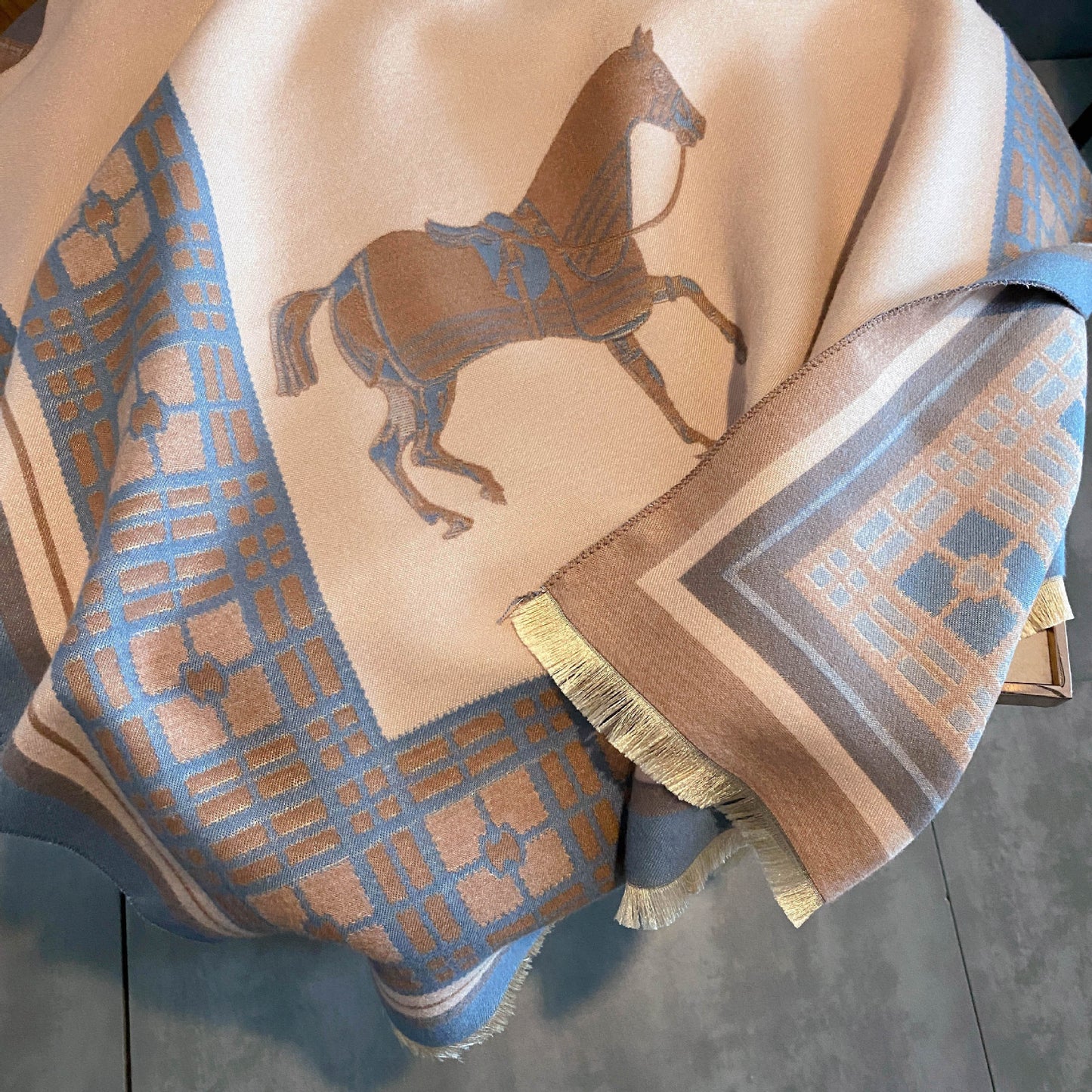 KACE Horse Design Cashmere Blend Pashmina/Shawl - 180 x 65 cms