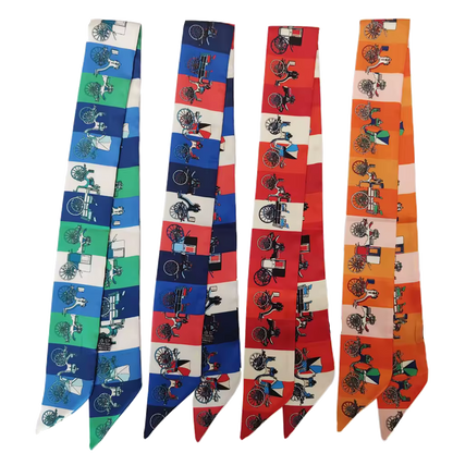 SALZBURG Horse Design Twilly Scarf, Hair or Handbag Tie - 85 x 5 cms