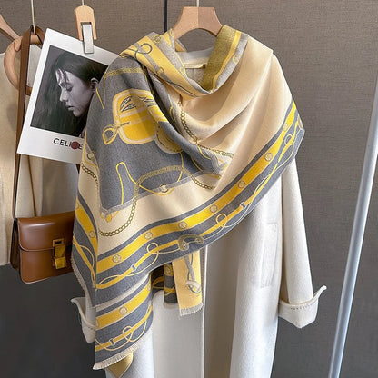 EVELYN Horse Design, Cashmere Blend Pashmina/Shawl - 180 x 65 cms