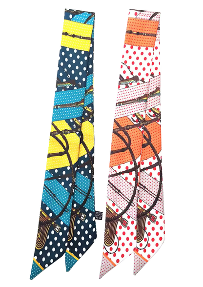 MADRID Horse Design Twilly Scarf, Hair or Handbag Tie - 85 x 5 cms