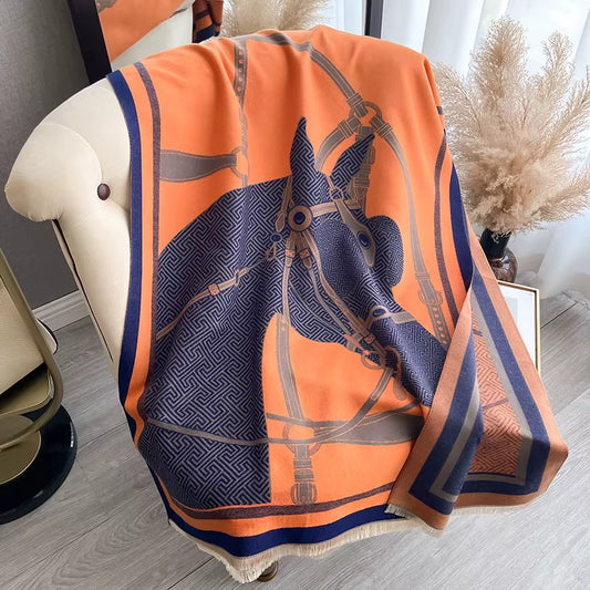 MILANO Horse design, Cashmere Blend Pashmina/Shawl - 180 x 65 cms