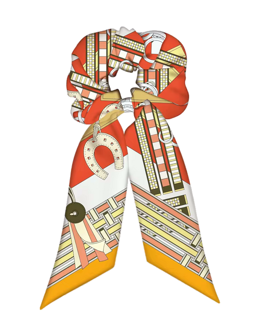 MORNA SCRUNCHIE TWILLY COMBO  Horse Design Hair Tie with Ribbon