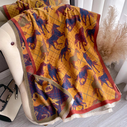 BELLE Horse design, Cashmere Blend Pashmina/Shawl - 180 x 65 cms