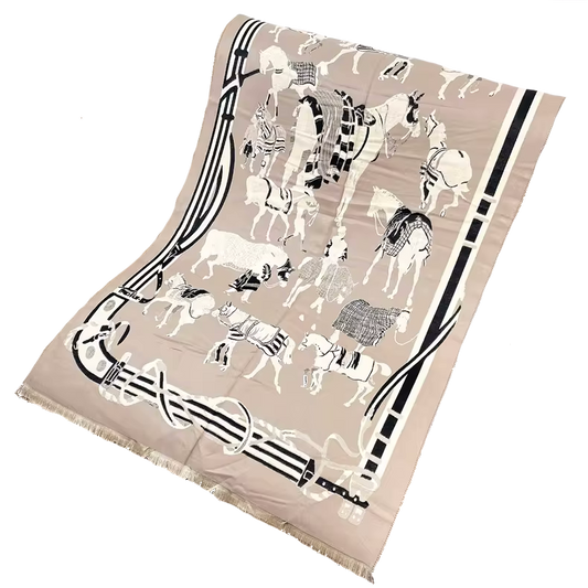 LEON Horse design, Cashmere Blend Pashmina/Shawl - 180 x 65 cms