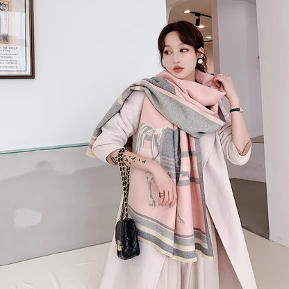 LYNETTE Horse Design, Cashmere Blend, Pashmina/Shawl 180 x 65 cms