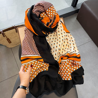 AURORA Horse Design, Linen Look Scarf - 180 x 90 cms