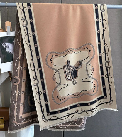 EVELYN Horse Design, Cashmere Blend Pashmina/Shawl - 180 x 65 cms