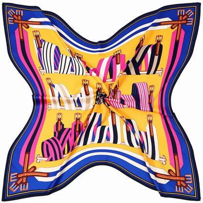 LUNA Horse Design, Made-Made Silk Twill Scarf - 130 x 130 cms