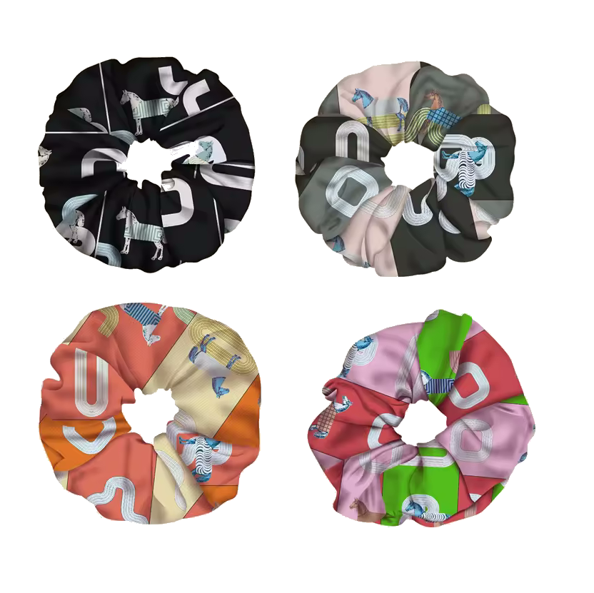 LYON SCRUNCHIE  Horse Design, Twill Scrunchie