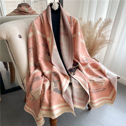 MERILYN Horse Design Cashmere Blend Pashmina/Shawl - 180 x 65 cms