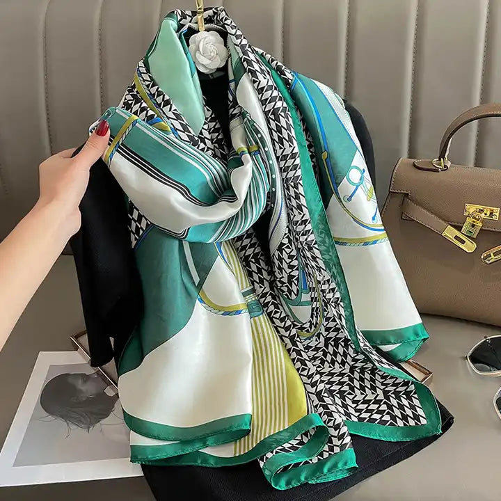 PHILIPPA Horse Design, Man-Made Silk Scarf - 180 x 90 cms