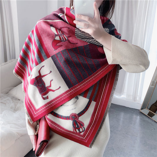 OONAGH Horse Design Cashmere Blend Pashmina/Shawl - 180 X 65 cms