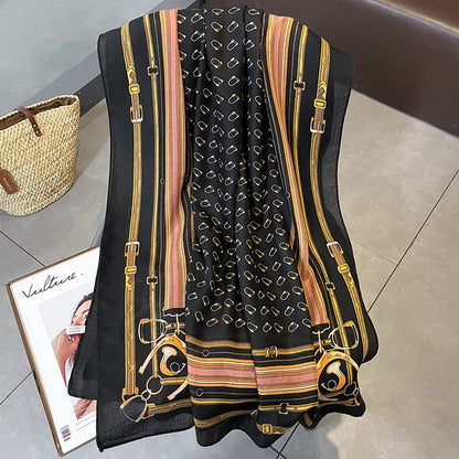 CLARA Horse Design, Linen Look Glitter Scarf - 180 x 90 cms