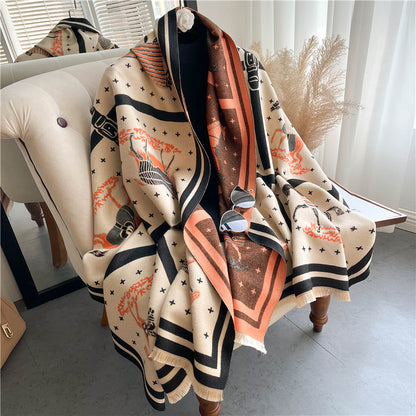 MERILYN Horse Design Cashmere Blend Pashmina/Shawl - 180 x 65 cms