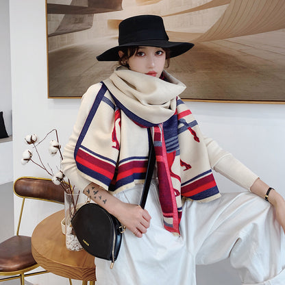 LYNETTE Horse Design, Cashmere Blend, Pashmina/Shawl 180 x 65 cms