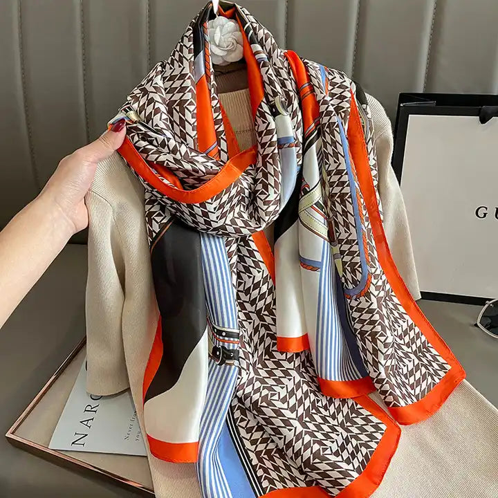 PHILIPPA Horse Design, Man-Made Silk Scarf - 180 x 90 cms