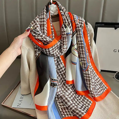 PHILIPPA Horse Design, Man-Made Silk Scarf - 180 x 90 cms
