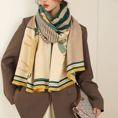 TERIN Horse Design, Cashmere Blend Pashmina/Shawl - 180 x 65 cms