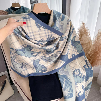 BELLE Horse design, Cashmere Blend Pashmina/Shawl - 180 x 65 cms