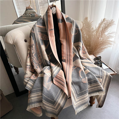 KELLI Horse Design Cashmere Blend Pashmina/Shawl - 180 x 65 cms