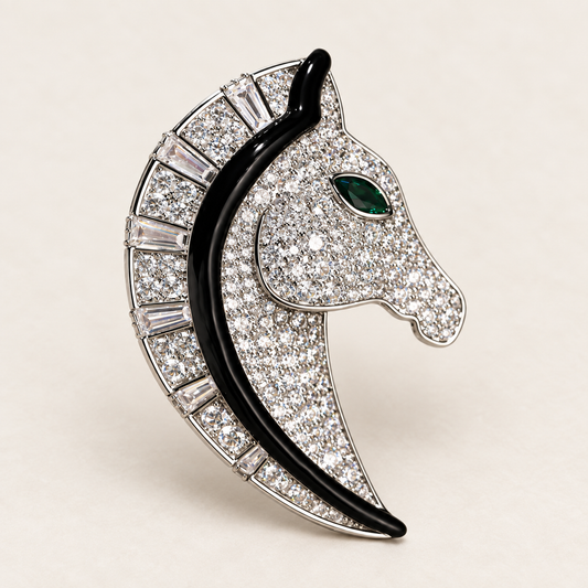 ABBEY Zircon Horse Head Brooch or Pendant