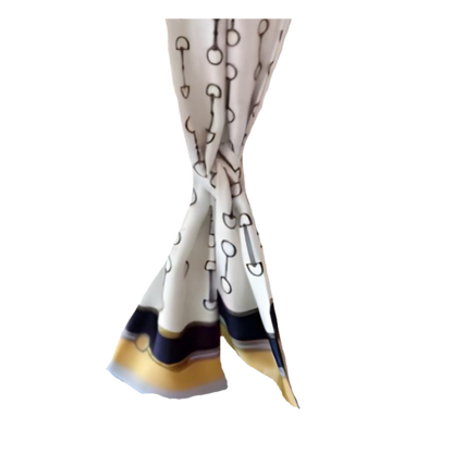 ADDISON 145 Horse Design Silk Look Satin Skinny Scarf - 145 X 13 cms