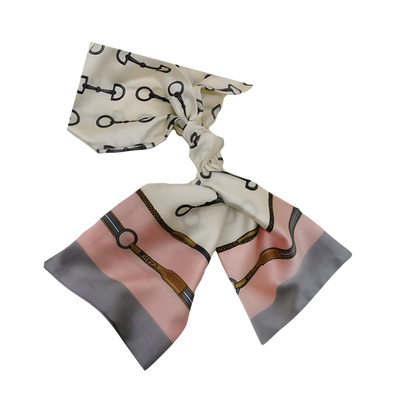 ADDISON 145 Horse Design Silk Look Satin Skinny Scarf - 145 X 13 cms