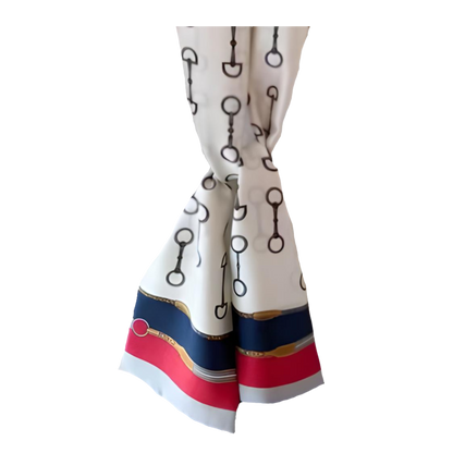 ADDISON 145 Horse Design Silk Look Satin Skinny Scarf - 145 X 13 cms