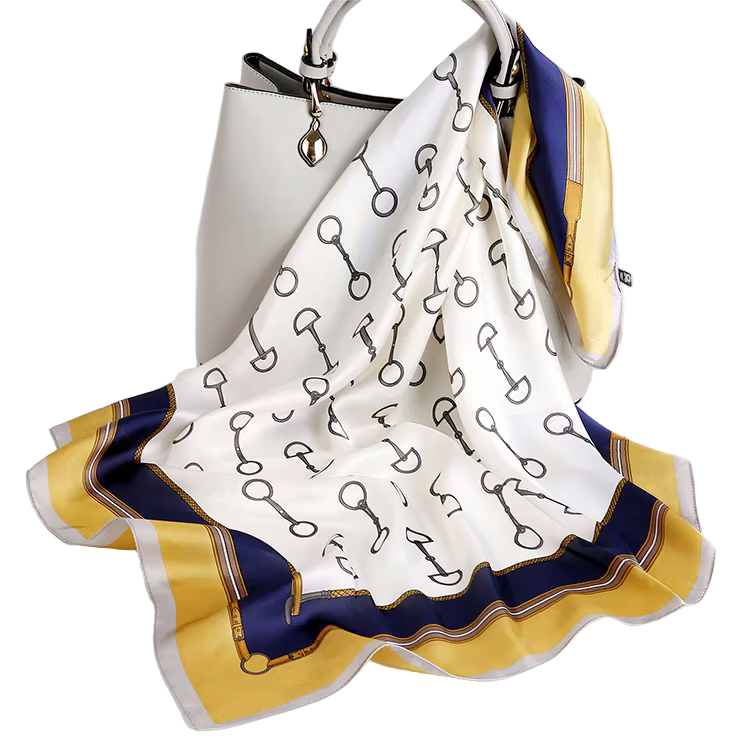 ADDISON 70 Horse Design, Man-Made Silk Scarf - 70 x 70 cms