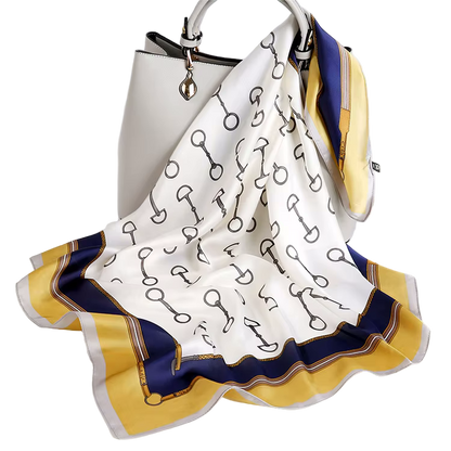 ADDISON 70 Horse Design, Man-Made Silk Scarf - 70 x 70 cms