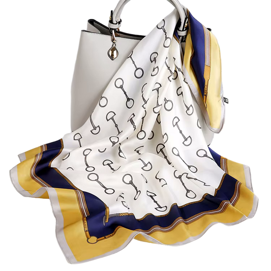 ADDISON 70 Horse Design, Man-Made Silk Scarf - 70 x 70 cms