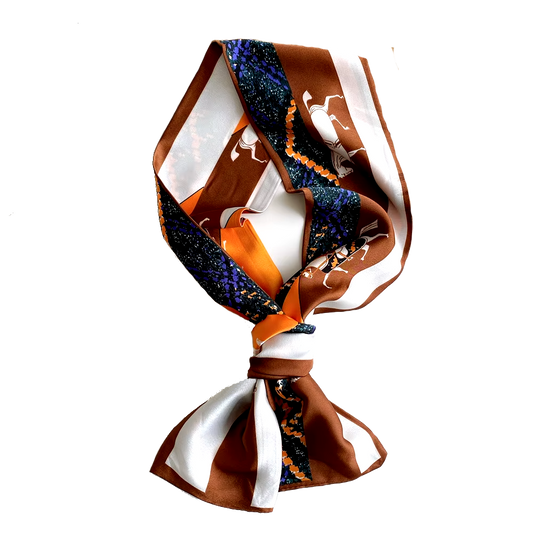 ALBION Horse Design, Satin Skinny Scarf - 148 X 12 cms