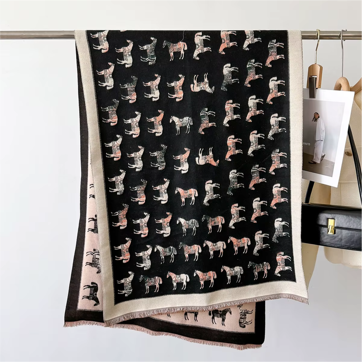 AMY Horse design, Cashmere Blend Pashmina/Shawl - 180 x 65 cms