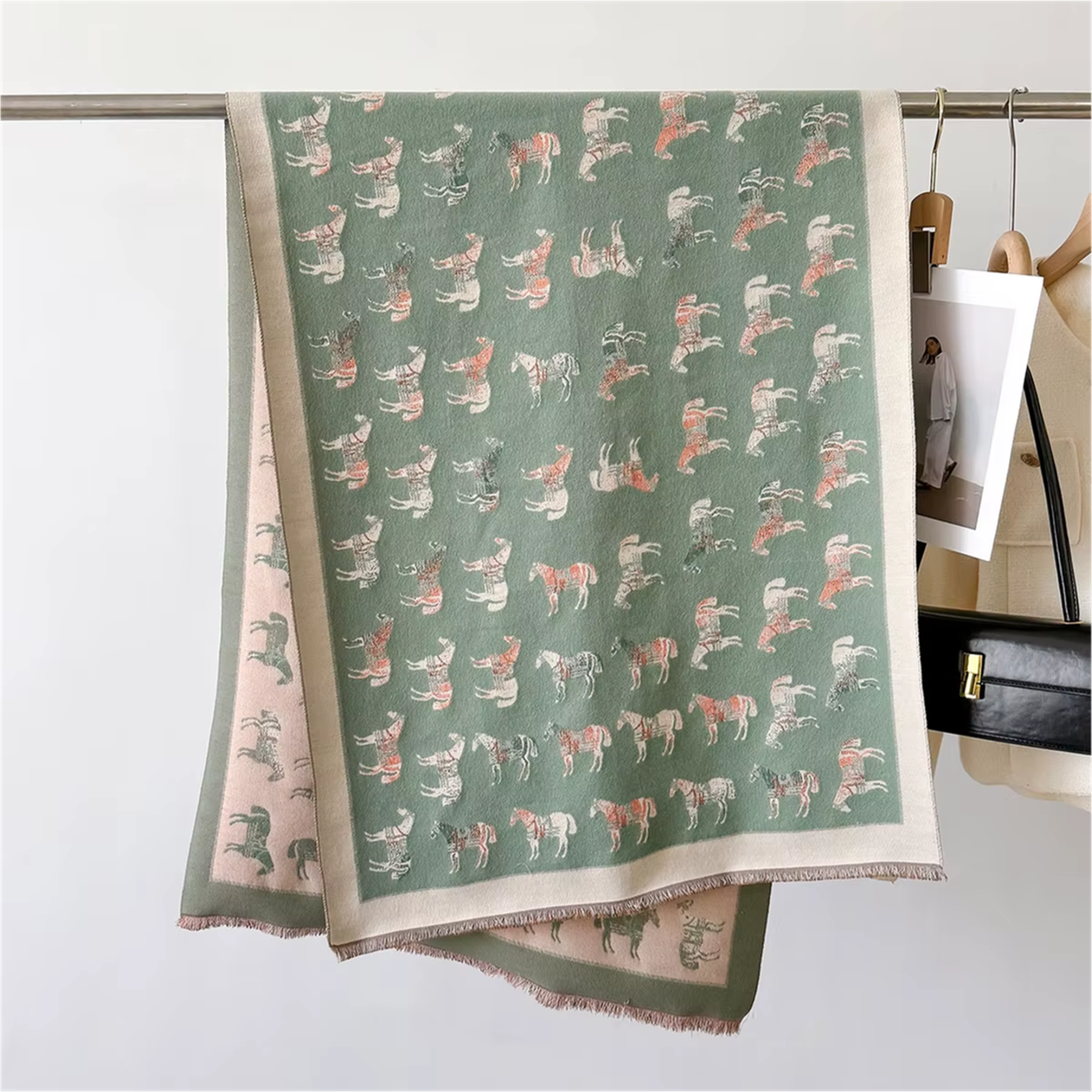AMY Horse design, Cashmere Blend Pashmina/Shawl - 180 x 65 cms
