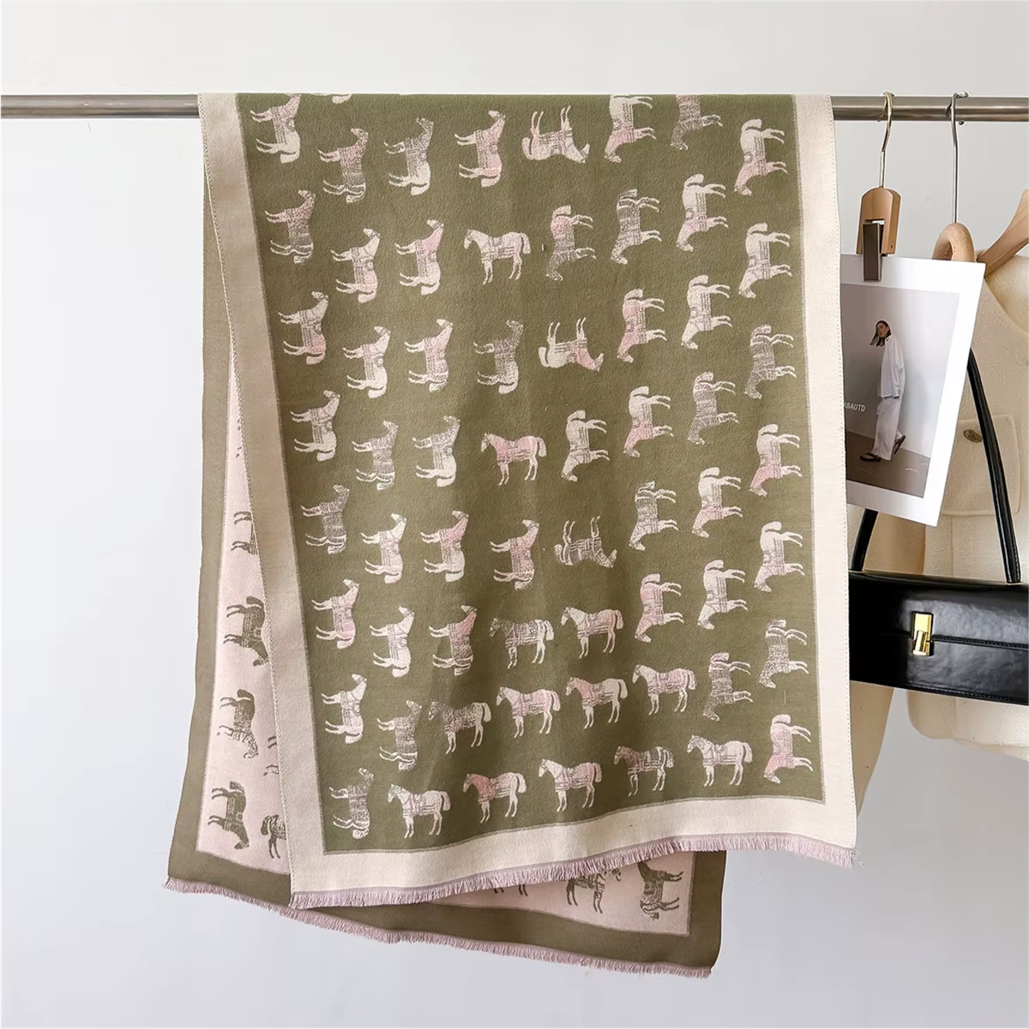 AMY Horse design, Cashmere Blend Pashmina/Shawl - 180 x 65 cms