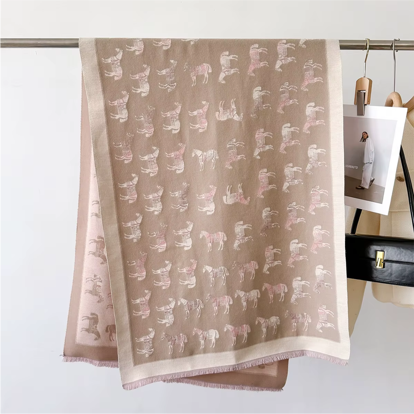 AMY Horse design, Cashmere Blend Pashmina/Shawl - 180 x 65 cms
