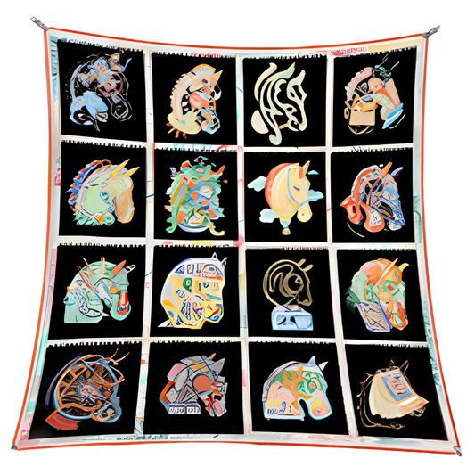 ANTWERP 90 Horse Design Premium Twill Scarf - 90 x 90 cms