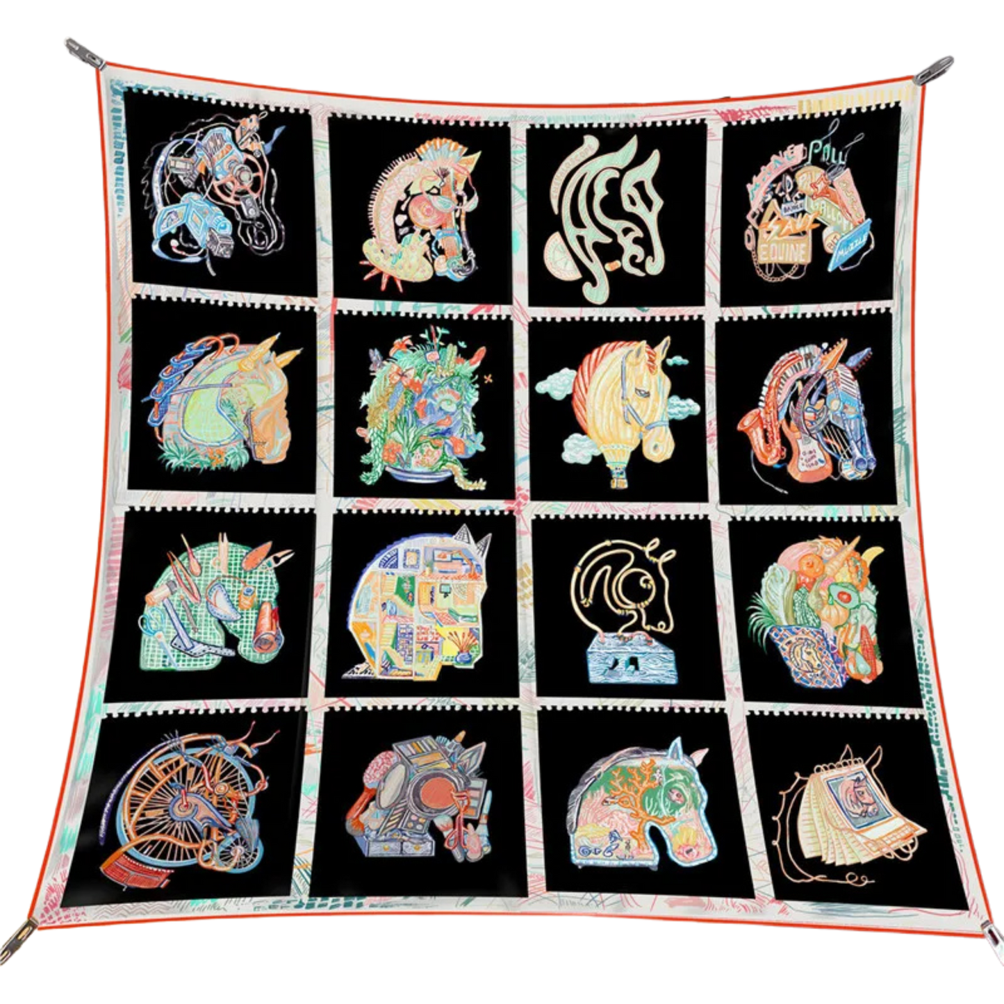 ANTWERP 90 Horse Design Premium Twill Scarf - 90 x 90 cms