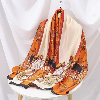 APOLLO Horse Design, Man-Made Silk Chiffon Scarf - 180 x 90 cms