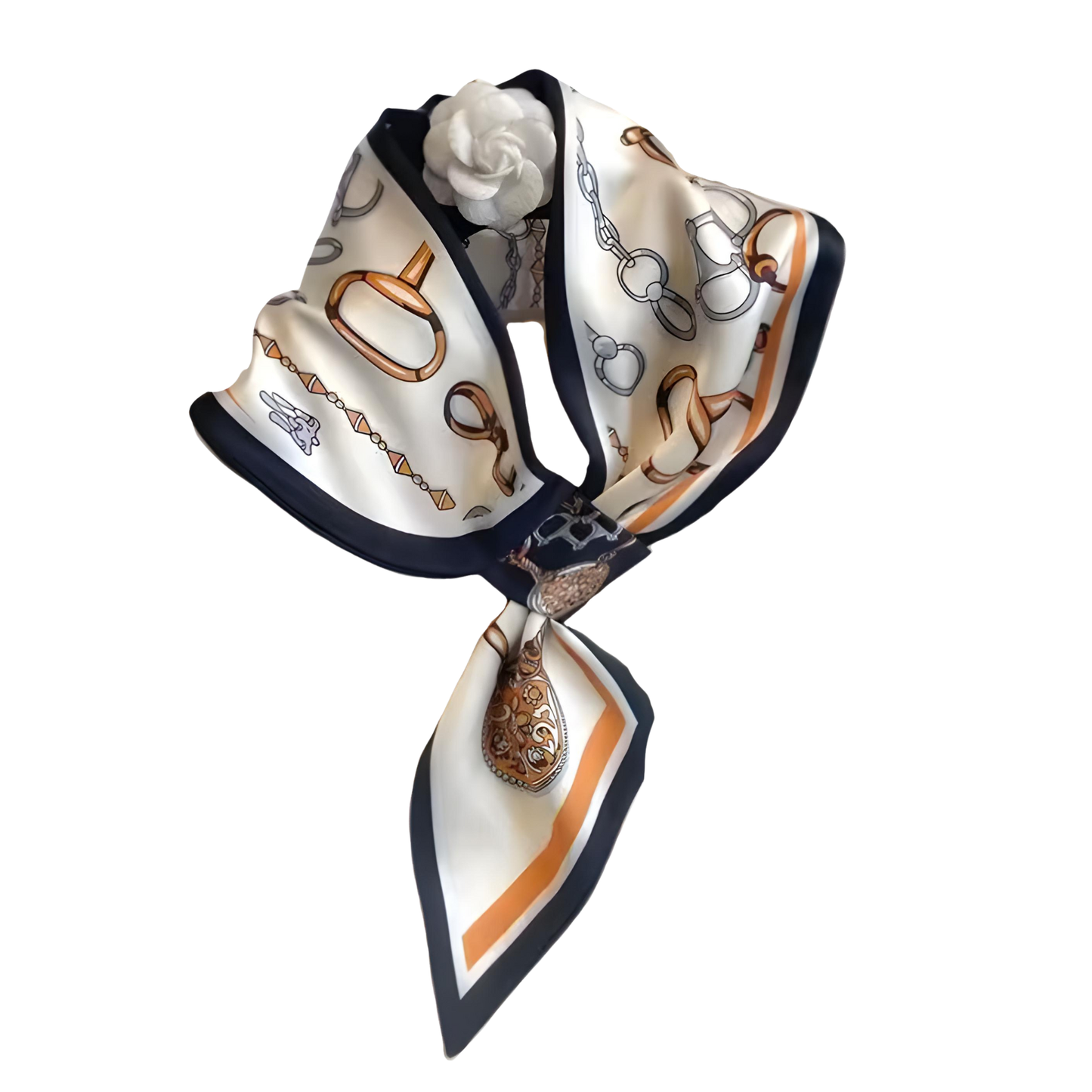 ARABELLE 77 Horse Design Silk Look Satin Skinny Scarf WITH LOOP - 77 x 14 cms