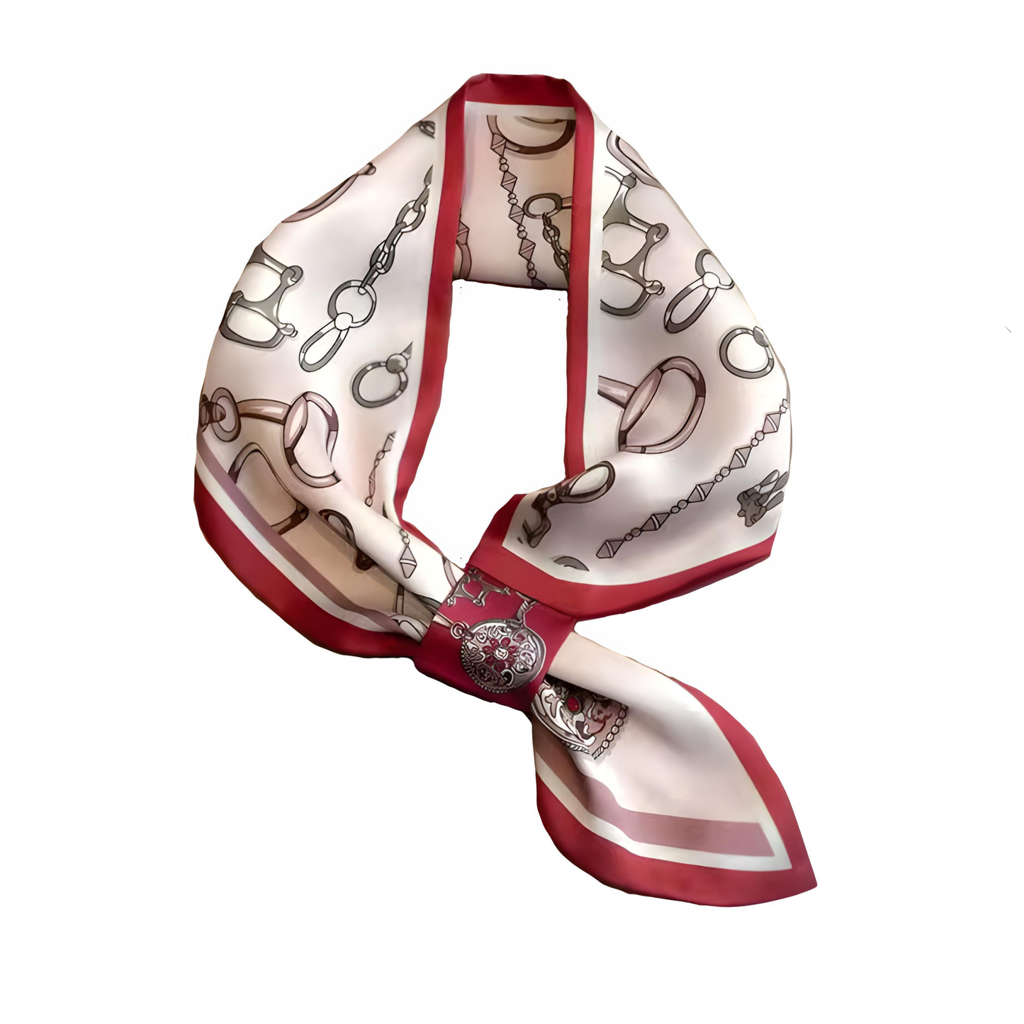 ARABELLE 77 Horse Design Silk Look Satin Skinny Scarf WITH LOOP - 77 x 14 cms