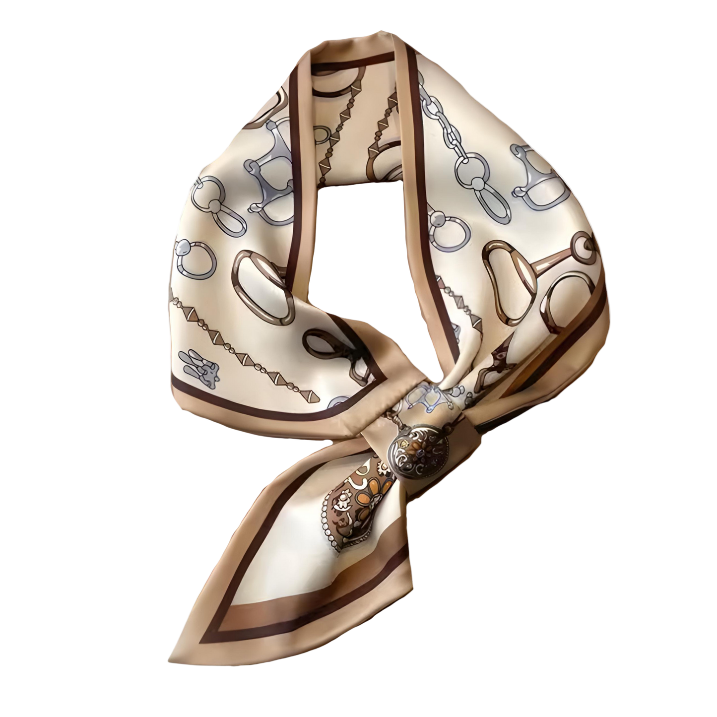 ARABELLE 77 Horse Design Silk Look Satin Skinny Scarf WITH LOOP - 77 x 14 cms