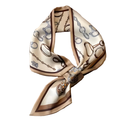 ARABELLE 77 Horse Design Silk Look Satin Skinny Scarf WITH LOOP - 77 x 14 cms