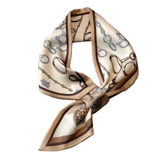 ARABELLE 77 Horse Design Silk Look Satin Skinny Scarf WITH LOOP - 77 x 14 cms