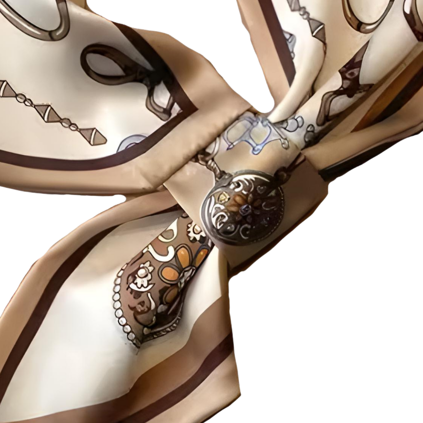 ARABELLE 77 Horse Design Silk Look Satin Skinny Scarf WITH LOOP - 77 x 14 cms